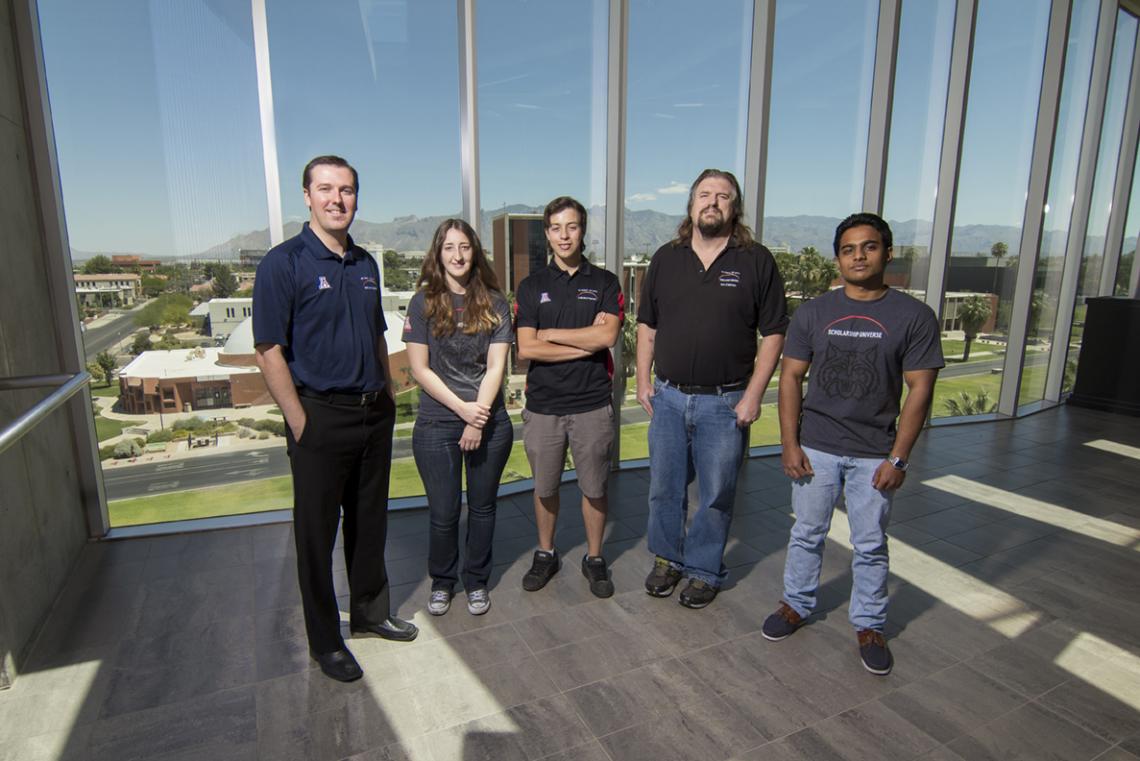 The Scholarship Universe team : Ken Downs, program manager; Emily Romero; Rafael Garcia; don-E Merson, applications systems analyst/developer, principal/architect; and Sachin N. Nalavattanon. The Scholarship Universe team : Ken Downs, program manager; Emily Romero; Rafael Garcia; don-E Merson, applications systems analyst/developer, principal/architect; and Sachin N. Nalavattanon.